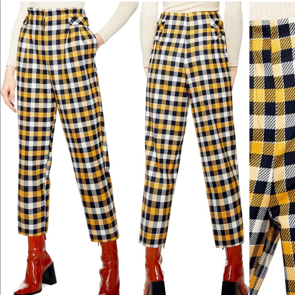 Top Shop Tara Check Twill Crop Trousers
